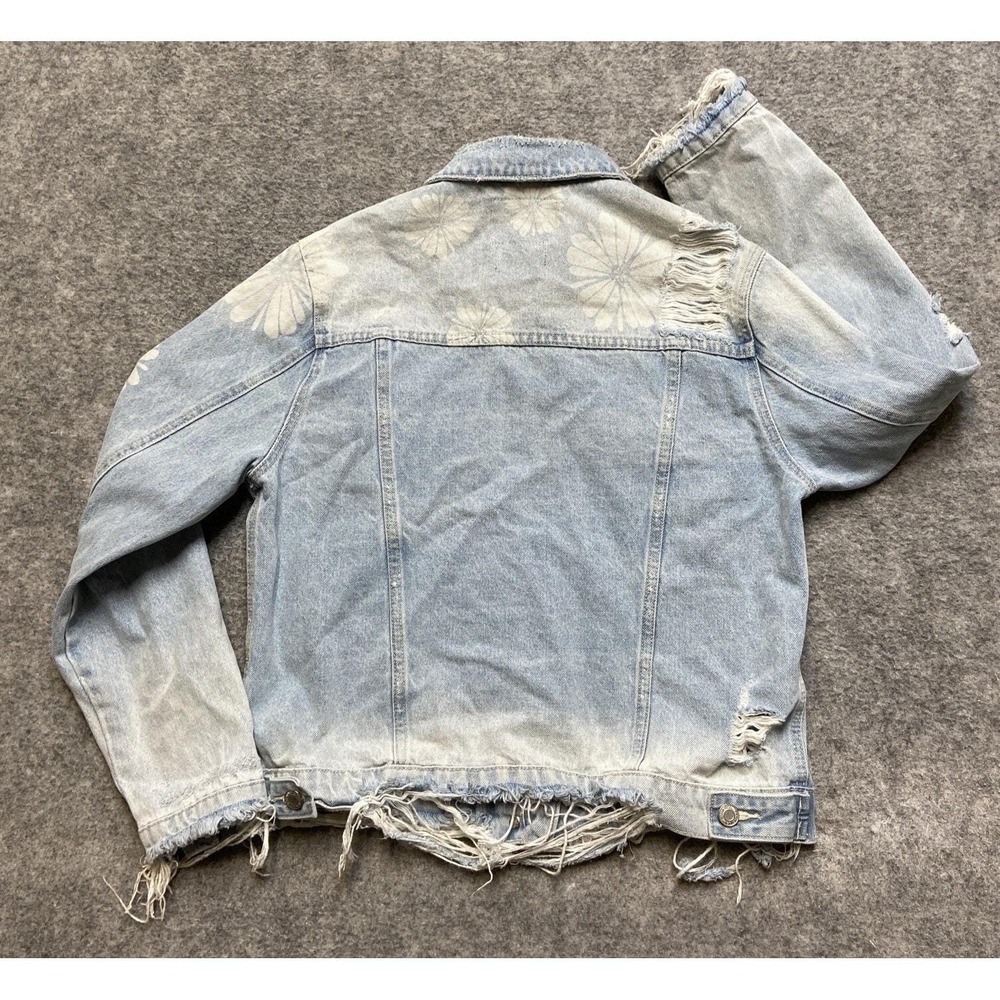 Vervet Women's Jacket‎ Large Denim Distressed Flowers - Picture 2 of 9